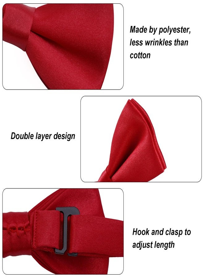 Bskifnn Kids Bow Ties Solid Color Satin Bow Tie for Child Boys Toddlers Wedding Party Dress up (Red, kids) - Image 3